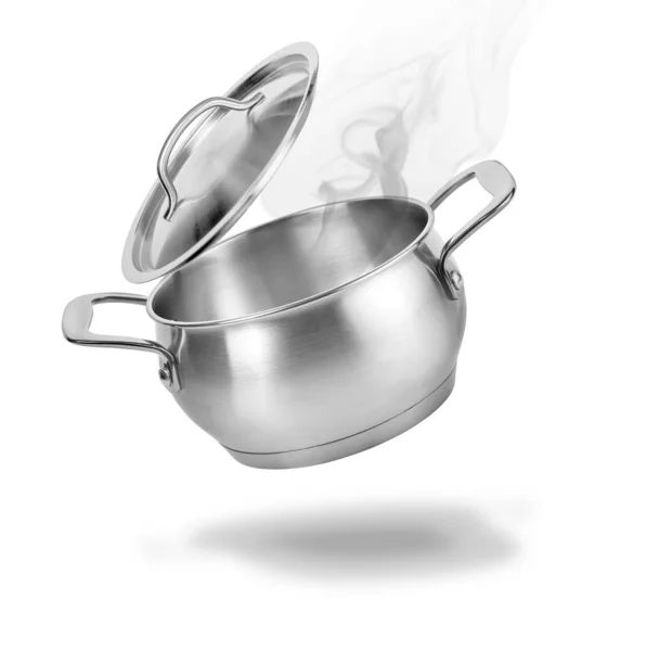 Stainless steel cooking pot — Stock Photo, Image