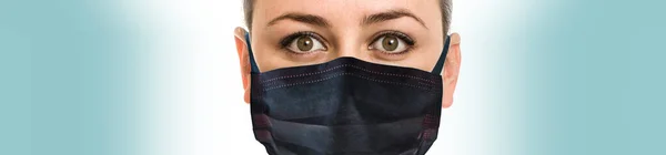 Detailní Portrét Lékaře Nebo Zdravotní Sestry Ochranným Uzávěrem Maskou Chirurgie — Stock fotografie