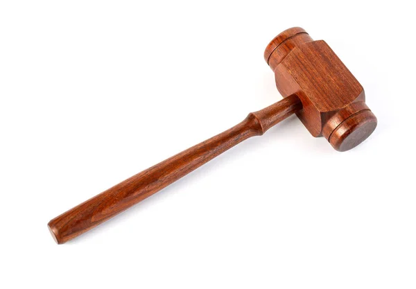 木制法官用白色背景隔离的木槌 — 图库照片