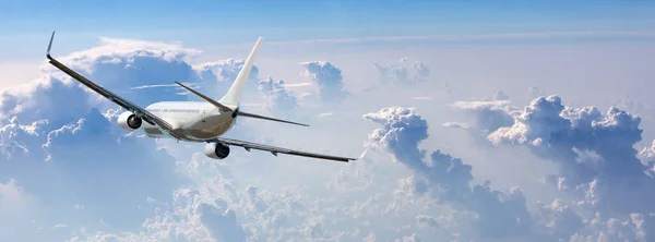 Panorama Avion Dans Ciel Bleu Nuage — Photo