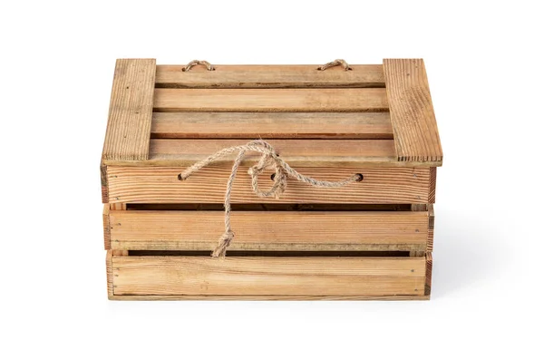 Деревянный Ящик Белом Фоне Изолированный Дорожкой Обрезки — стоковое фото