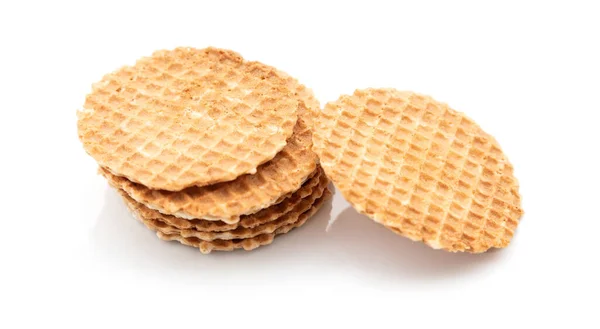 Biscoitos Waffle Manteiga Fundo Branco — Fotografia de Stock