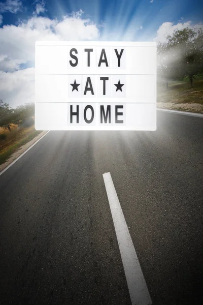 Stay Home Text Antet Stați Acasă Auto Izolare Distanțare Socială — Fotografie, imagine de stoc