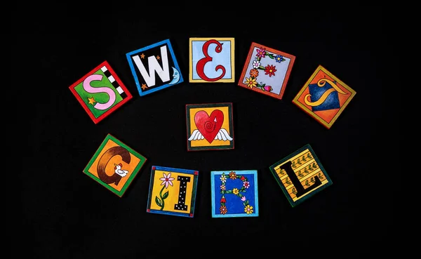 Lief Meisje Letters Schoolbord Decoratie — Stockfoto