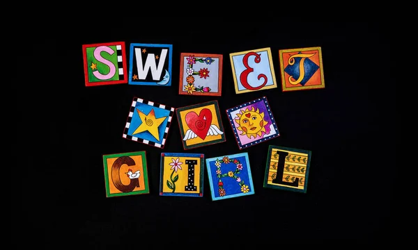 Lief Meisje Letters Schoolbord Decoratie — Stockfoto