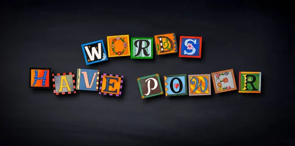 Words Have Power,word on board on black background  ,English language learning concept
