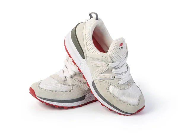 Chisinau Moldova 2020 New Balance Shoes Model 574 White Color — 스톡 사진