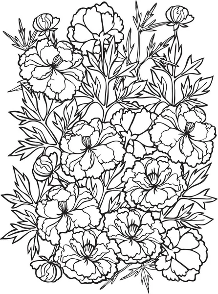 Stiliserade Pioner Zentangle Stiliserad Fjäril Hand Dras Doodle Zentangle Blommönster — Stock vektor