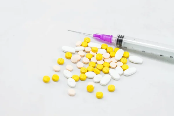 Medicines. Pills and capsules isolated on white background.