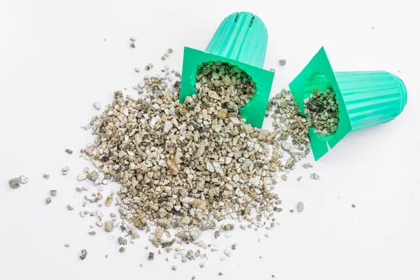 Vermiculite Com Xícara Plantio Conjunto Para Hidroponia Vegetal Sobre Fundo — Fotografia de Stock