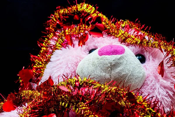 Noel dekorasyonu. Oyuncak ayı ile şerit