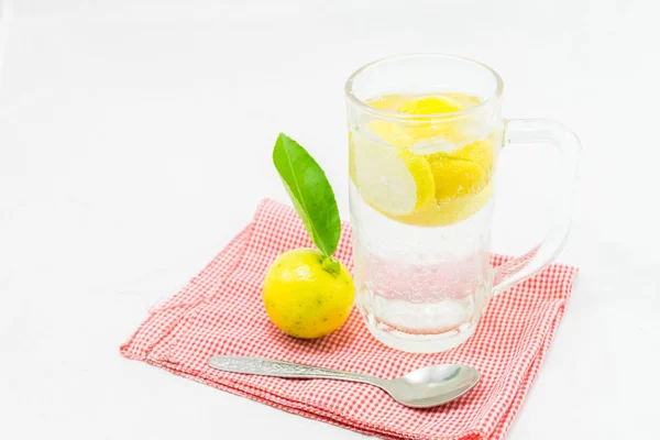 Lemonade drink of soda water isolated on white background