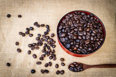 Kahve çekirdeği ve kahve.