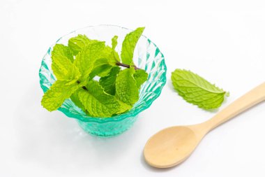 beyaz üzerine taze nane