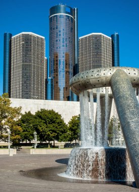 Hart plaza çeşme Rencen Detroit downtown yakınındaki
