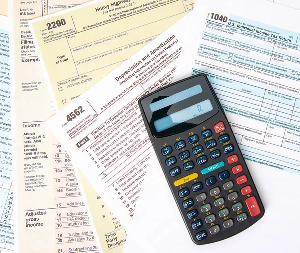 Variety Tax Forms Filing Calculations — Stock Photo, Image
