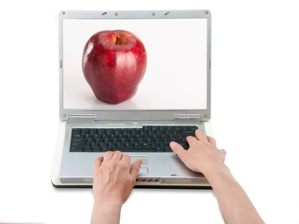 Internet Gezonde zoekopdracht Eten Info Appels — Stockfoto