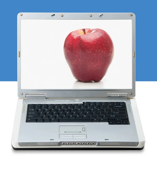 Internet gesunde suche nahrungsmittel info äpfel — Stockfoto