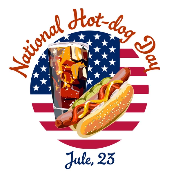 Affiche ou bannière de carte postale vectorielle pour une journée nationale de hot-dog — Image vectorielle