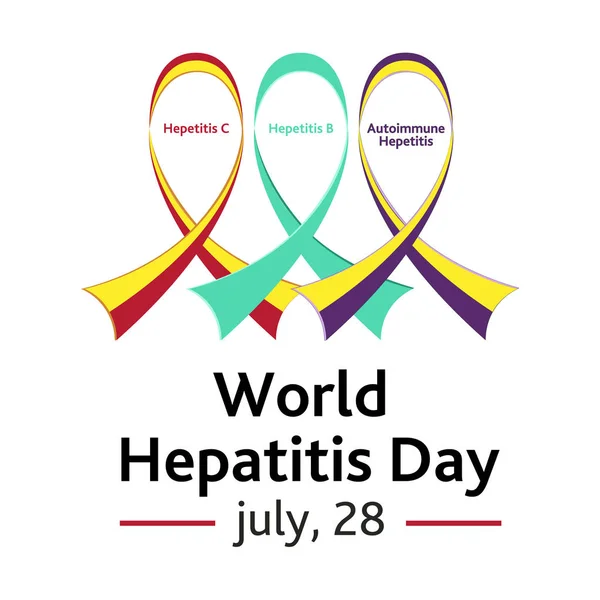 Ilustración vectorial de una cinta para el Día Mundial de la Hepatitis . — Vector de stock