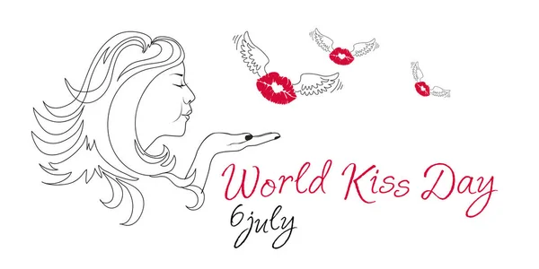 Плакат Всемирного дня поцелуев. Современная иллюстрация — стоковый вектор