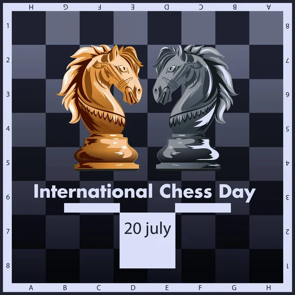 International chess day vector illustration design d'étiquettes. 20 juillet . — Image vectorielle