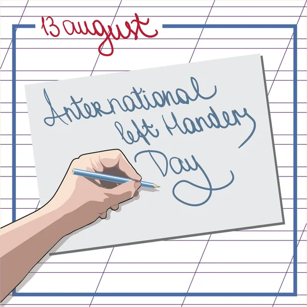 Illustration vectorielle d'un texte élégant et coloré pour la Journée internationale des gauchers . — Image vectorielle