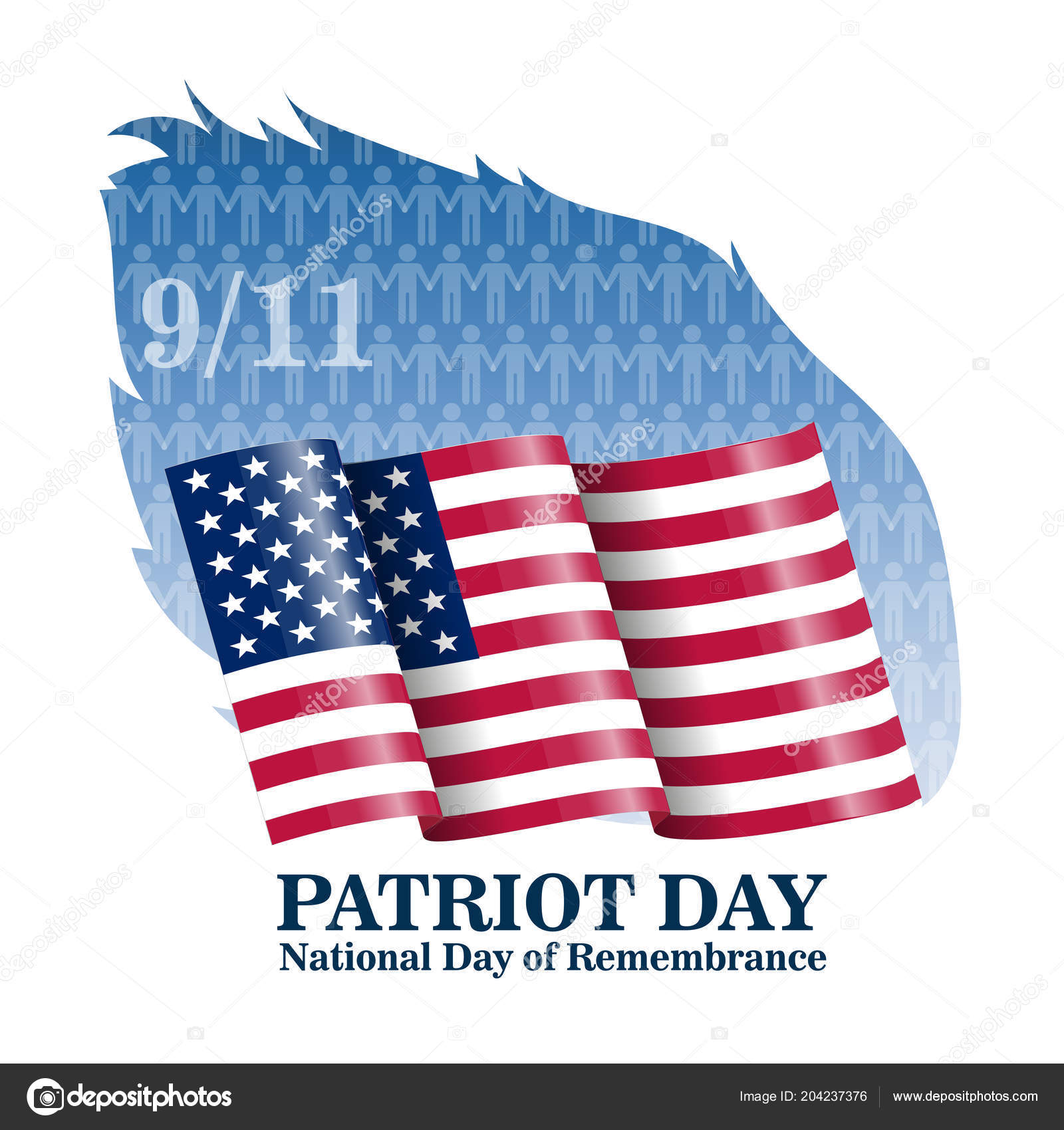 Illustration Of Vector Patriots Day Poster September 11th 2001 Paper Lettering On Blurred Usa Flag Stock Vector C Zazulla 204237376