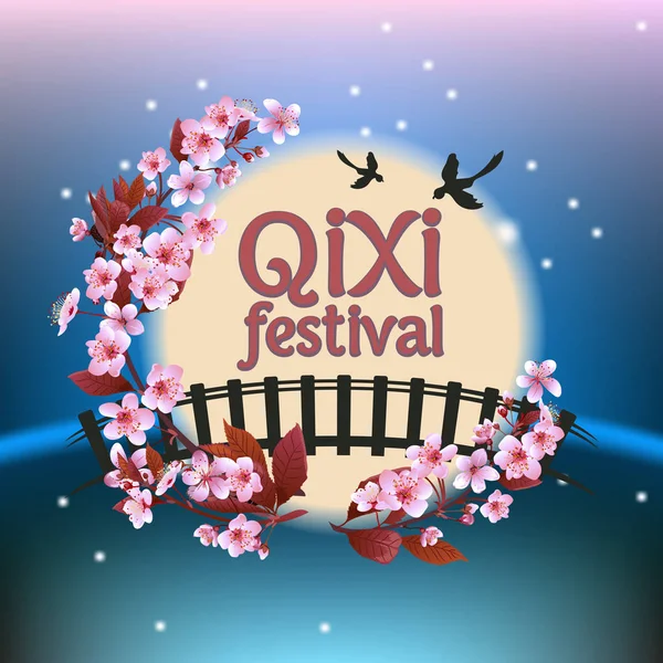 Qixi veya Tanabata festival vektör çizim,