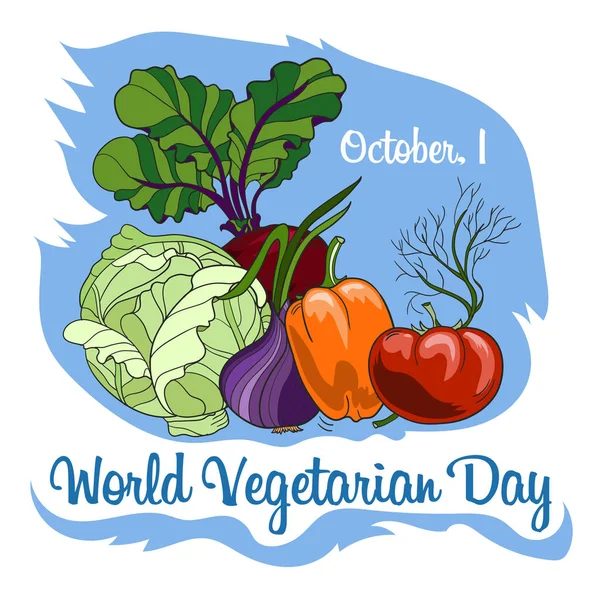 Banner de celebración del Día Mundial Vegetariano con Verduras. Vector — Vector de stock