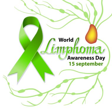 Dünya lenfoma günü. Lenf düğümleri Boyutu'nda artırın. Vektör illüstrasyon izole arka plan üzerinde. Yeşil şerit.