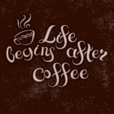 Kahve günü. 1 Ekim. Gıda olay kavramı. Kupası'nda yazılı olay adı ile el yapımı yazı