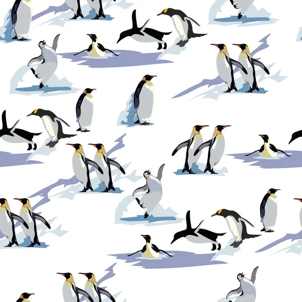 Pinguins nahtlose Muster. Pinguine nahtlose Muster, Winter. Vektorhintergrund. Dieses Muster ist für Winterbekleidung geeignet — Stockvektor