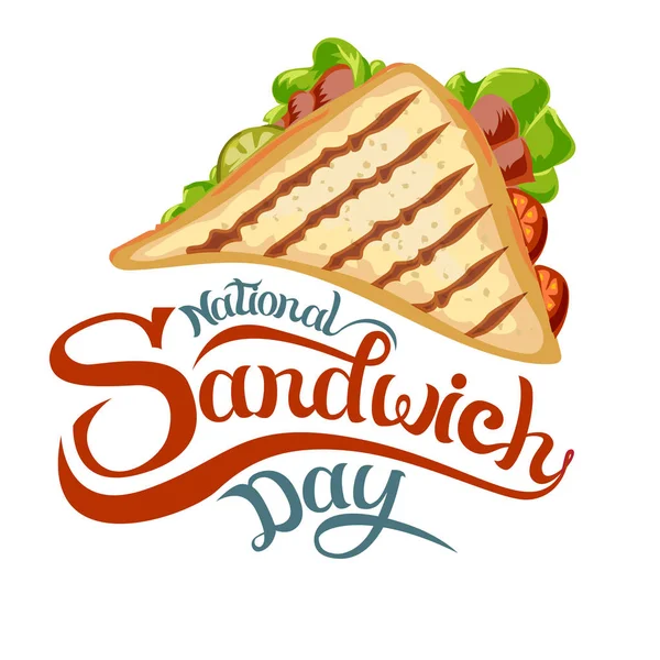 Journée nationale du sandwich. Illustration vectorielle, beau lettrage — Image vectorielle