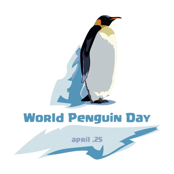 Wereld pinguïn dag. Pinguïns op een blauwe achtergrond. Noordelijke lichte achtergrond. — Stockvector