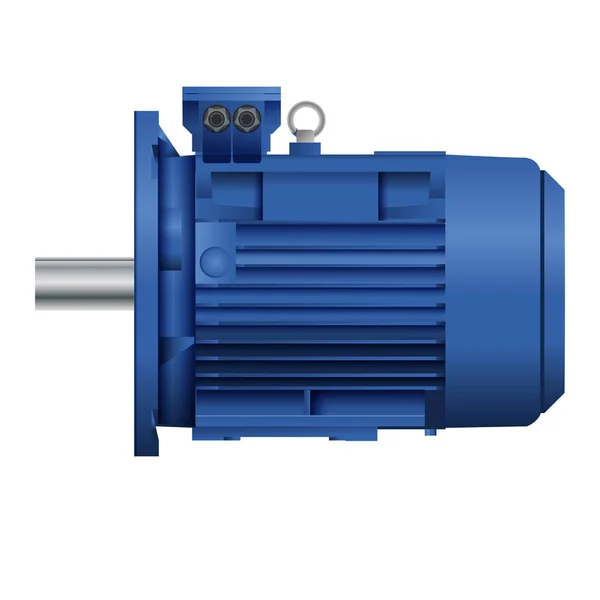 Moteur électrique industriel Vue isométrique Icône réaliste - Éléments bleus sur la répétition de la foudre orange Symbole de l'électricité Fond d'écran — Image vectorielle