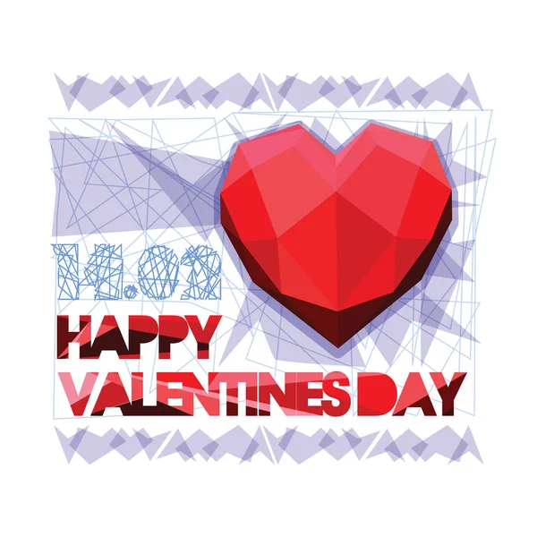 Glad Alla hjärtans dag. Valentine och kärlek av papper skära och polygona hjärta på grå bakgrund. Överlappande hjärtat former. Lyx och modern design. — Stock vektor