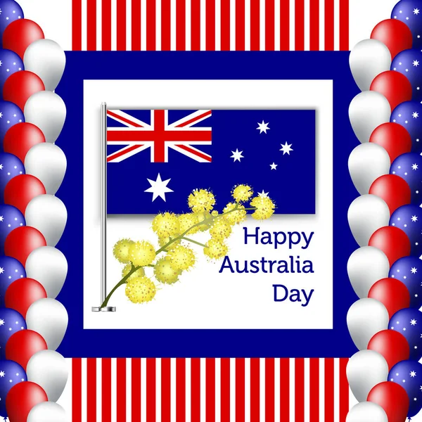 Buon poster dell'Australia Day. ghirlanda festiva con fiori e foglie di acacia — Vettoriale Stock