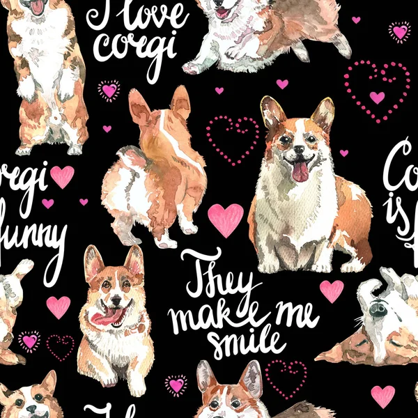 Galce Corgi Pembroke, suluboya, köpek, hayvan, desen, arka planlar