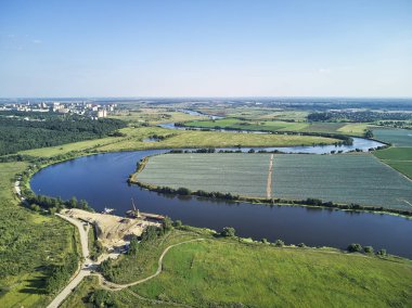 Moskova, Rusya - dron havadan görünümden Nehri