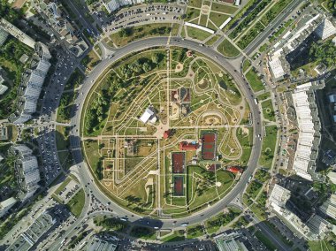 Dron, Moskova, Rusya, havadan görünümden Park Borovika görünümünü