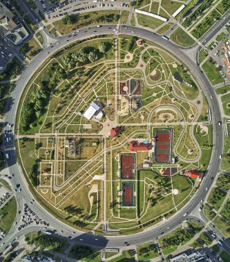 Dron, Moskova, Rusya üzerinden Park Borovika görünümü. Drone görünümü