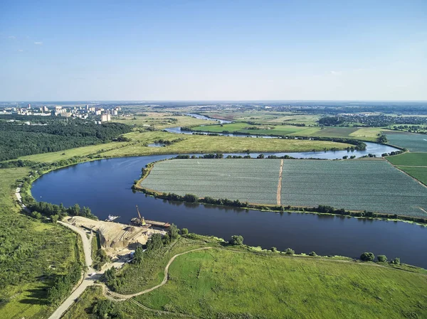 Moskova, Rusya - dron havadan görünümden Nehri