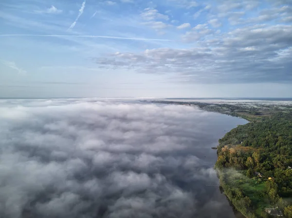 Solnedgång Och Dimma Floden Volga Nära Staden Uljanovsk Ryssland Utsikt — Stockfoto