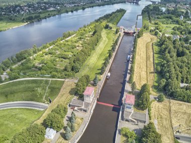 Savak chanel tarihinde Moskova-Volga. Drone havadan görünümü