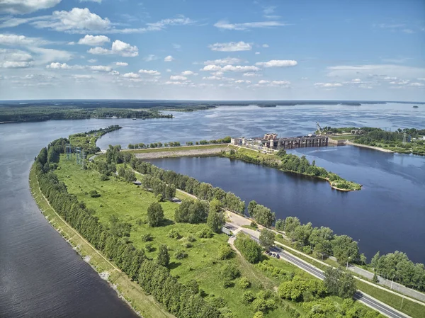 シャネルの水門モスクワ Volga 無人空撮 — ストック写真