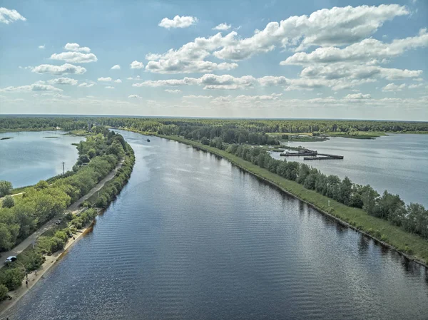 Vista Sobre Vale Rio Volga Partir Colina Vista Aérea Drone — Fotografia de Stock