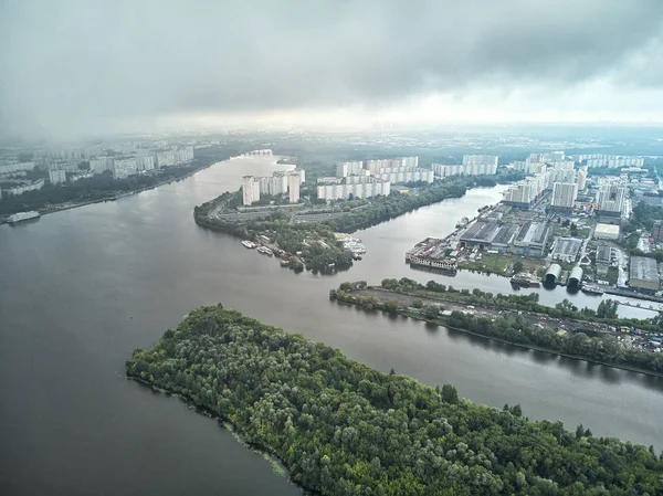 Panorama Llanura Inundable Nagatinsky Moscú Vista Aérea Vista Aérea Del — Foto de Stock
