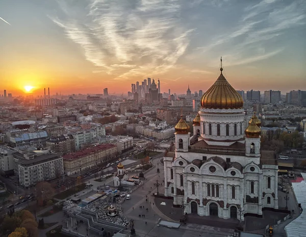 Vista Pôr Sol Catedral Moscou Cristo Salvador Moscou Rússia Rio — Fotografia de Stock