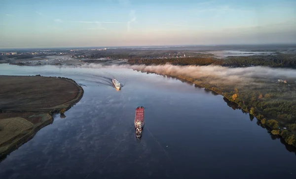 Sluice Chanel Moscou Volga Vista Aérea Dubna Dvitrov Vista Aérea — Fotografia de Stock